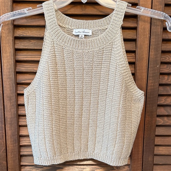 NWOT Knit Crop Top beige/gold - Picture 1 of 6